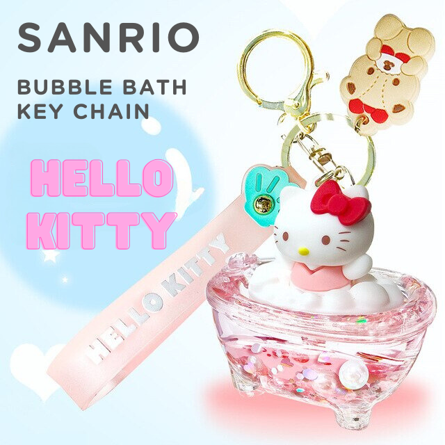 Sanrio Original Hello kitty kawaii relaxing cute bubble bath Key chain resin art