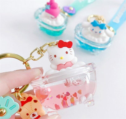 Sanrio Original Hello kitty kawaii relaxing cute bubble bath Key chain resin art