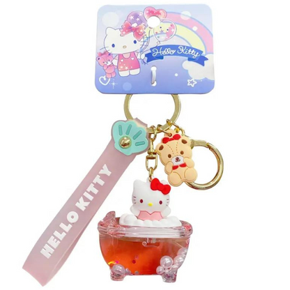 Sanrio Original Hello kitty kawaii relaxing cute bubble bath Key chain resin art