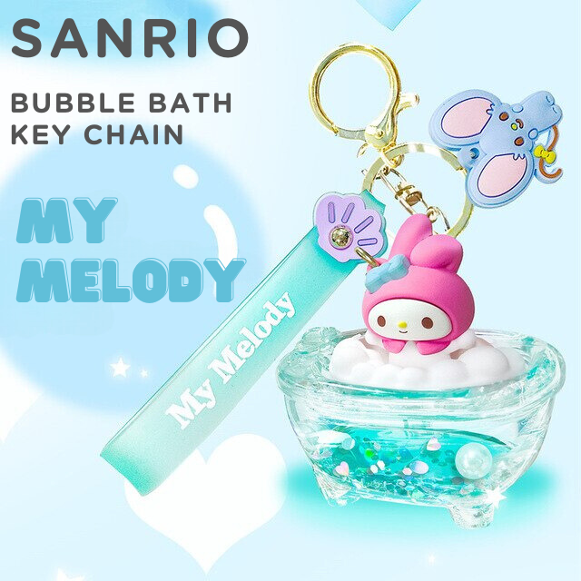 Sanrio Original My Melody kawaii relaxing cute bubble bath Key chain resin art