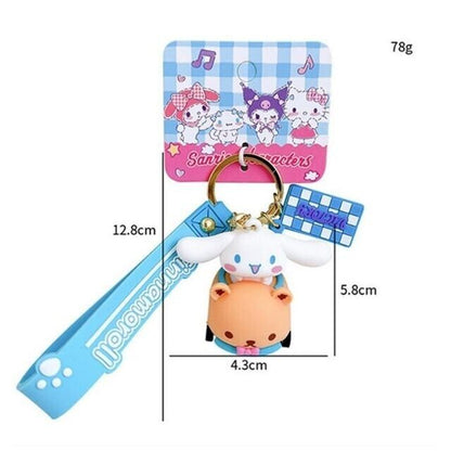 Sanrio Characters Cinnamoroll On The Toy Car Keychain Kawaii Gift Bag 3D Figure