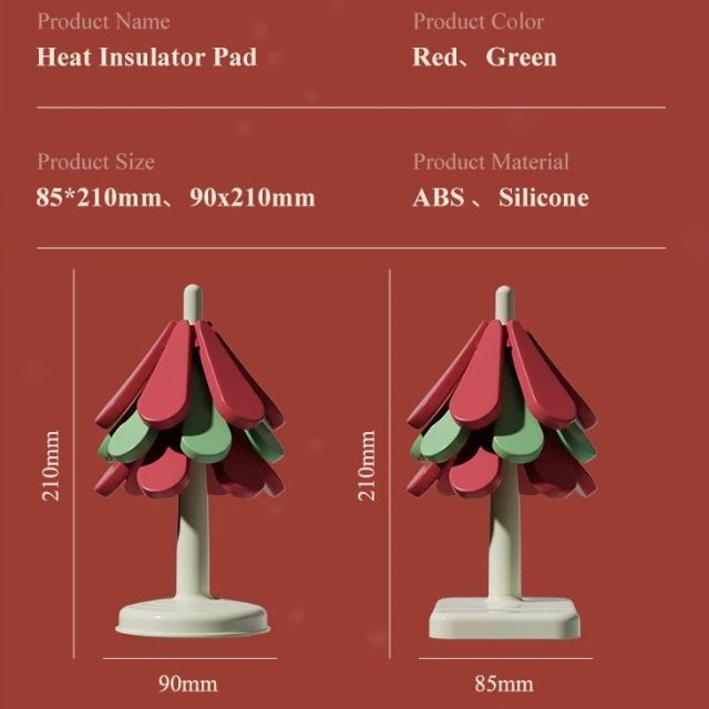 3PCSet Silicone tree Heat Resistant Table Pad Foldable Non-Slip Mat Holiday Gift